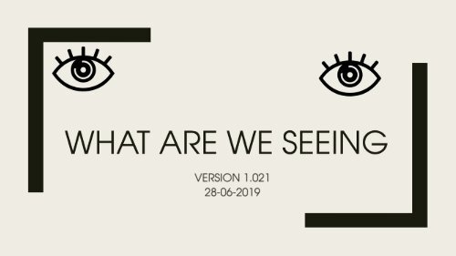 What We Are Seeing 1.021