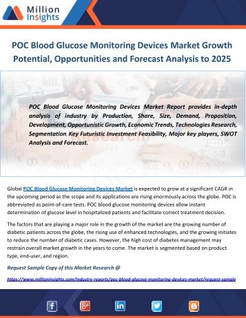 POC Blood Glucose Monitoring Devices Market Growth Potential, Opportunities and Forecast Analysis to 2025