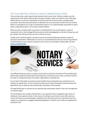 The most effective method to choose a Mobile Notary Public