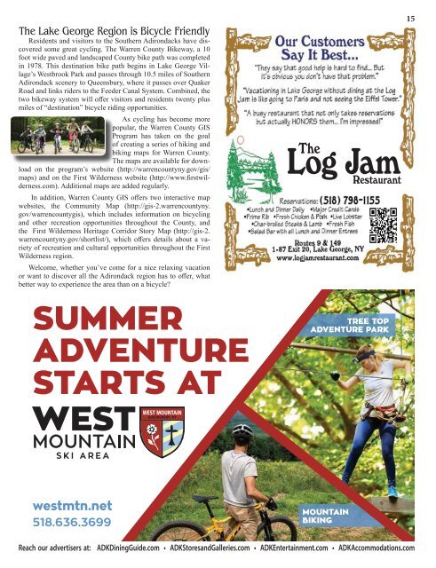 2019-20 Southern Adirondacks Guide to the First Wilderness Heritage Corridor
