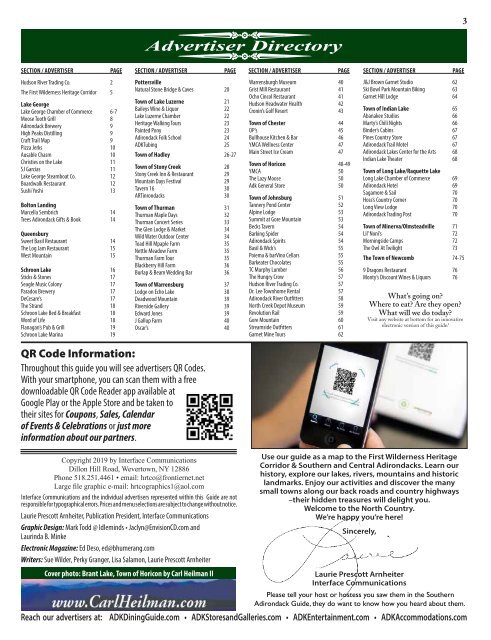 2019-20 Southern Adirondacks Guide to the First Wilderness Heritage Corridor