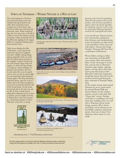 2019-20 Southern Adirondacks Guide to the First Wilderness Heritage Corridor