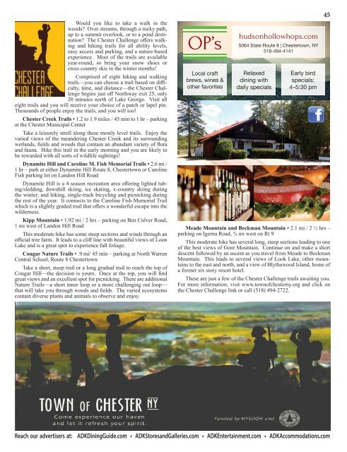 2019-20 Southern Adirondacks Guide to the First Wilderness Heritage Corridor