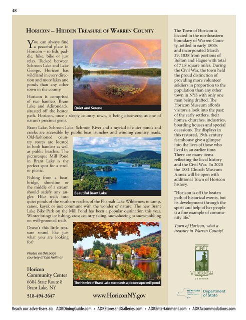 2019-20 Southern Adirondacks Guide to the First Wilderness Heritage Corridor