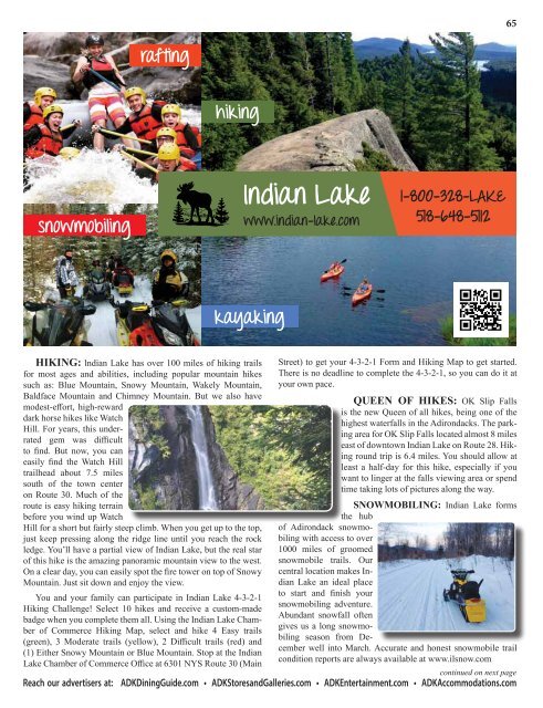 2019-20 Southern Adirondacks Guide to the First Wilderness Heritage Corridor
