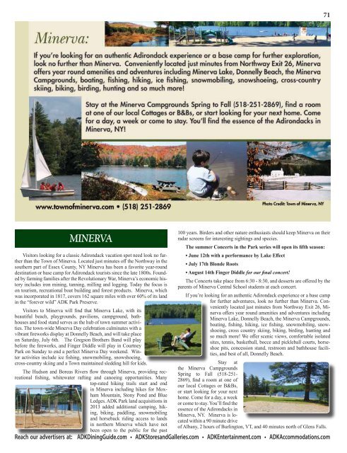 2019-20 Southern Adirondacks Guide to the First Wilderness Heritage Corridor