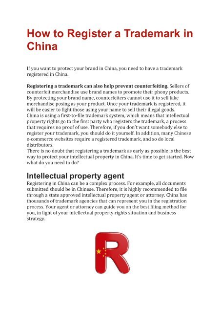 How to Register a Trademark in China