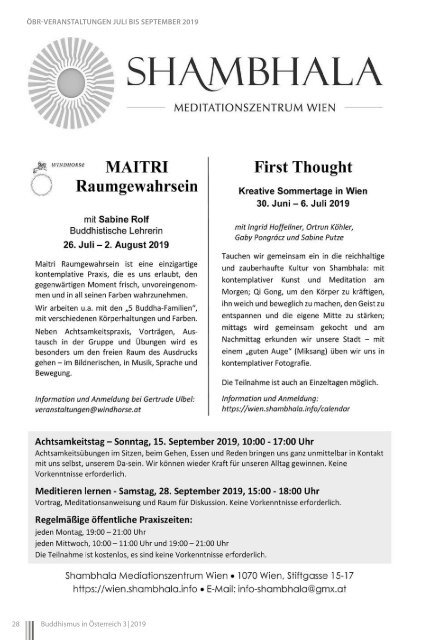 Buddhismus in Österreich - Ausgabe Juli bis September 2019