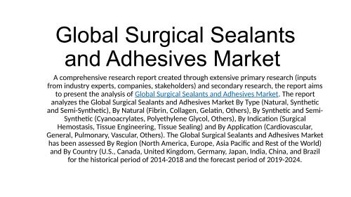 Global Surgical Sealants and Adhesives Market 