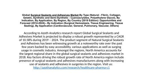 Global Surgical Sealants and Adhesives Market 
