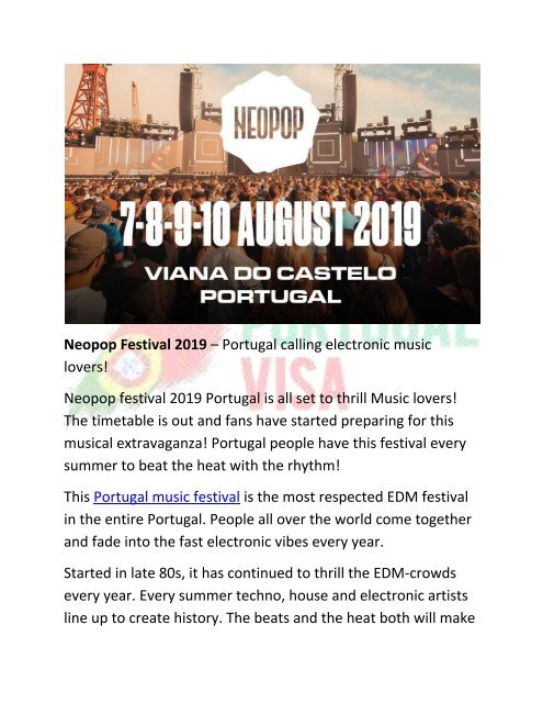 Neopop Festival 2019 – Portugal calling electronic music lovers!