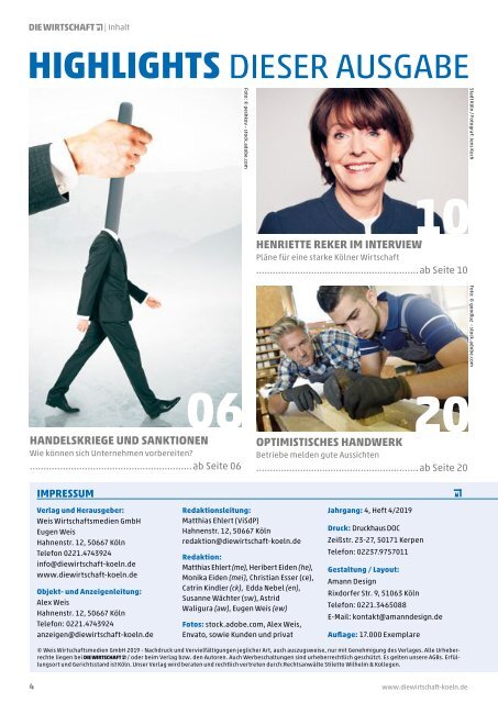 Die Wirtschaft Köln - Ausgabe 04 / 2019