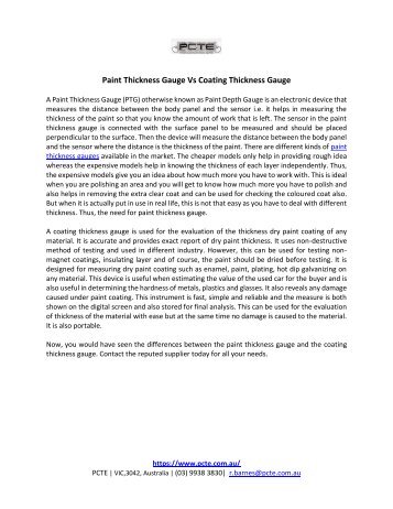 Paint Thickness Gauge Vs Coating Thickness Gauge