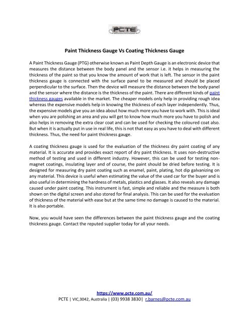 Paint Thickness Gauge Vs Coating Thickness Gauge