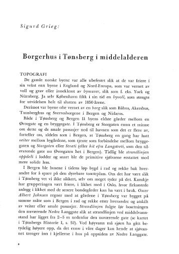 Borgerhus i Tønsberg i middelalderen - Sigurd Grieg (1971)