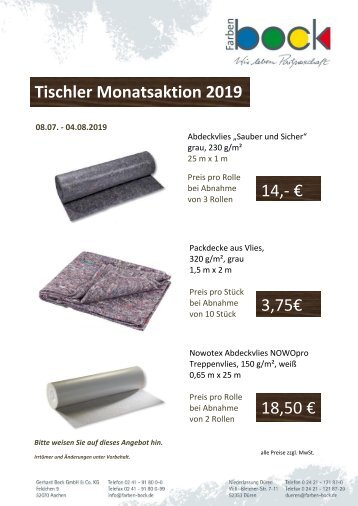 Monatsaktion Juli Tischler