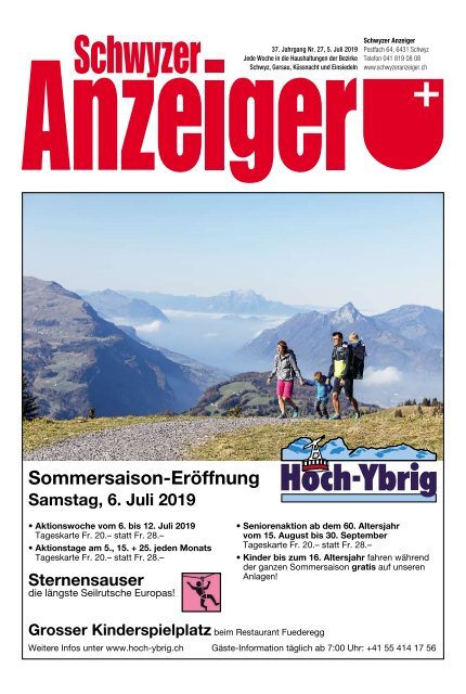 Schwyzer Anzeiger – Woche 27 – 5. Juli 2019