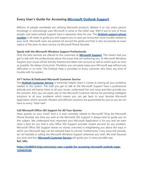 Every User’s Guide for Accessing Microsoft Outlook Support