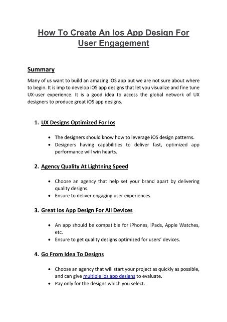 How To Create An Ios App Design For User Engagement