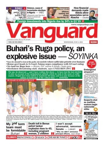 03072019 - Buhari's Ruga policy, an explosive issue — SOYINKA