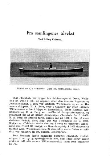 Fra samlingens tilvekst. 1958