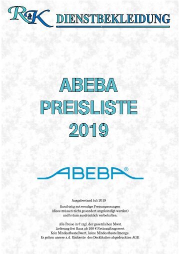 2019 Abeba Preisliste