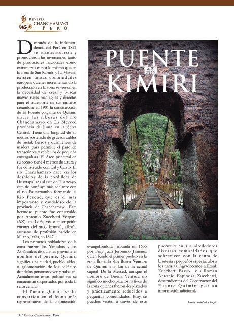 Revista Chanchamayo Perú 2018