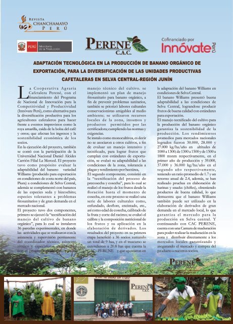 Revista Chanchamayo Perú 2018