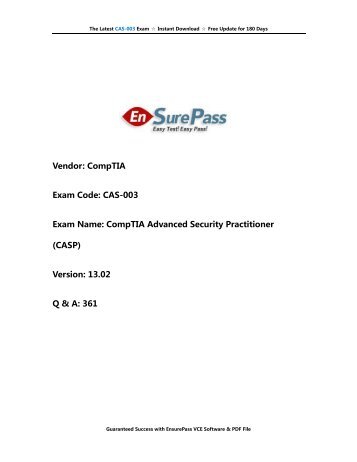 CAS-003 EnsurePass-Exam-Dumps-PDF-VCE-Practice-Test-Questions