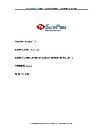 LX0-103 EnsurePass-Exam-Dumps-PDF-VCE-Practice-Test-Questions
