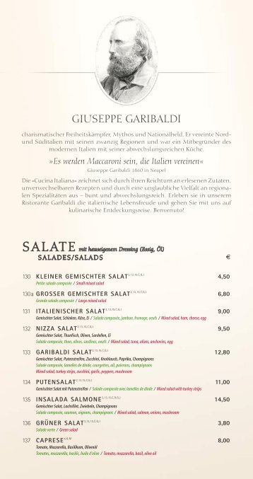 Speisenkarte Garibaldi