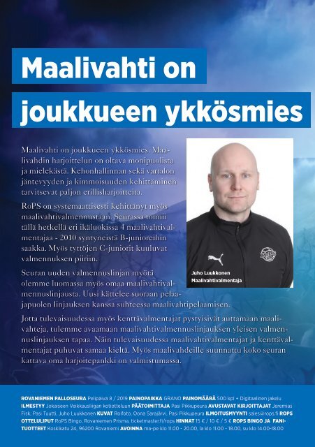 Käsiohjelma RoPS - IFK Mariehamn 6.7.2019