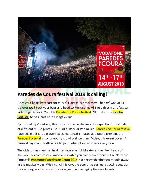 Paredes de Coura festival 2019 is calling