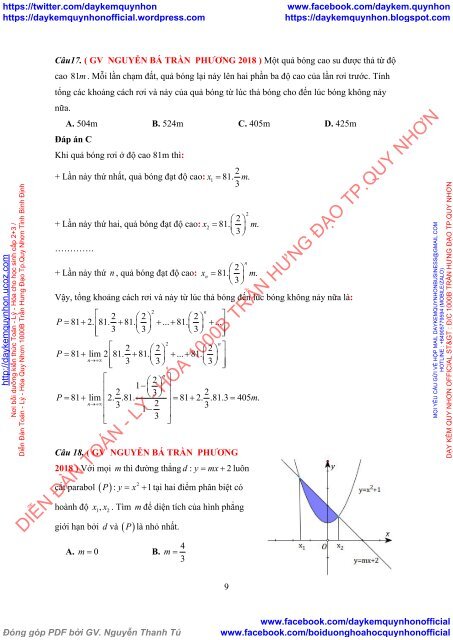 Bộ tài liệu bài tập theo chuyên đề tách ra từ đề thi thử 2018 môn Toán - Lớp 12 - Bài toán thực tế (Có lời giải chi tiết)