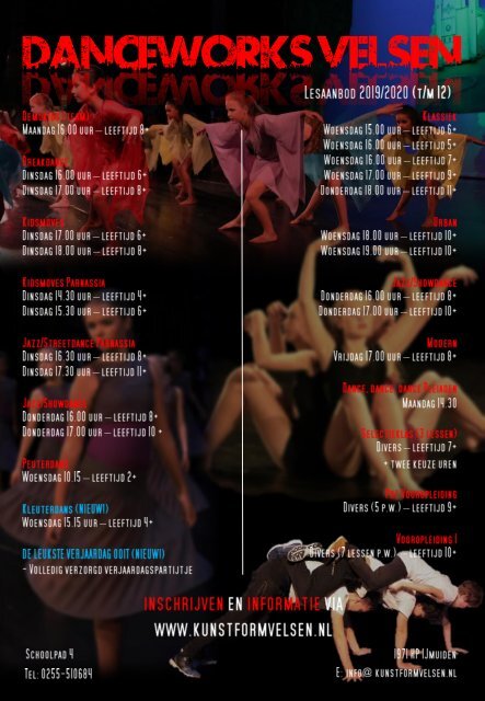 Lesrooster DanceWorks 2019-2020