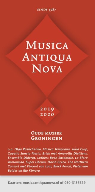 Musica Antiqua Nova jaarfolder seizoen 2019 - 2020