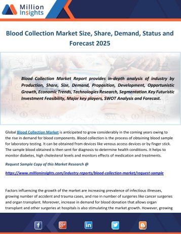 Blood Collection Market Size, Share, Demand, Status and Forecast 2025