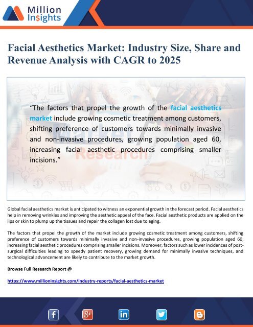 Facial Aesthetics Market Size and Share to 2025