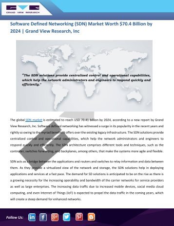 Software Defined Networking (SDN) Market Anticipated to Achieve Profitable Growth by 2024