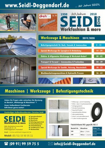 SEIDL OHG | Werkzeuge & Maschinen für Spengler, Dachdecker & Heizung/Sanitär