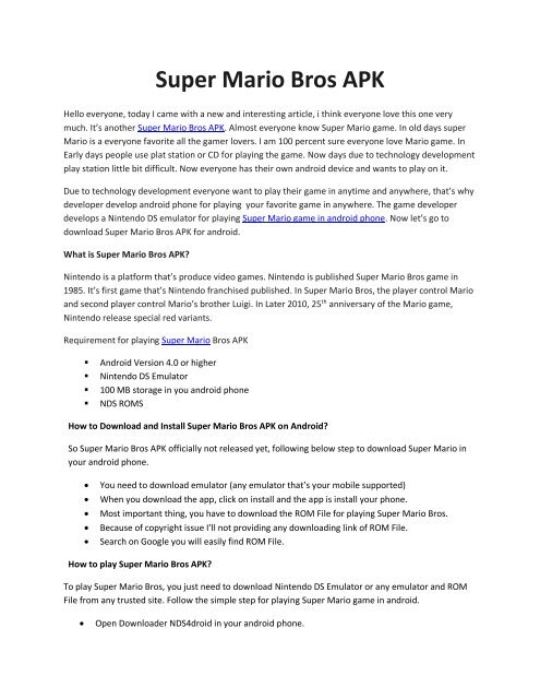 Super Mario Bros APK