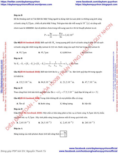 Bộ tài liệu bài tập theo chuyên đề tách ra từ đề thi thử 2018 môn Vật Lý - Lớp 12 - Lượng tử ánh sáng (Có lời giải chi tiết)