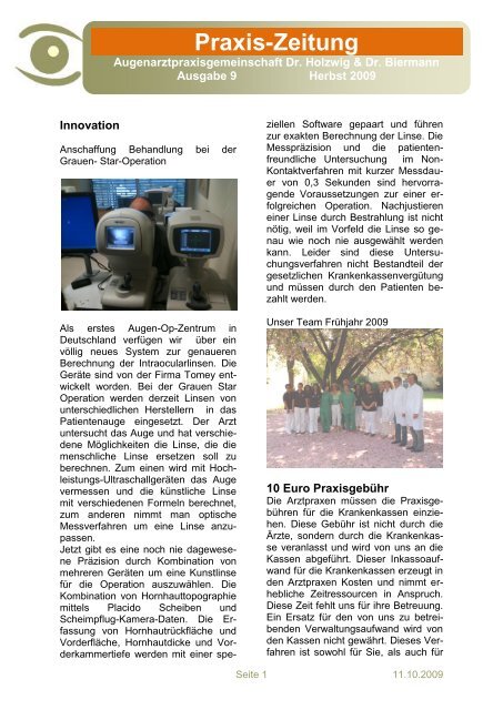 Praxis-Zeitung - Augenarzt Dr. med. DH Holzwig