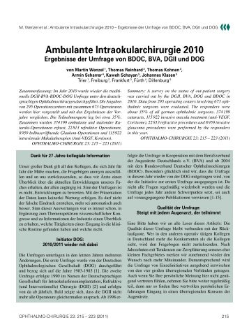 Ambulante Intraokularchirurgie 2010 - BDOC Bundesverband ...