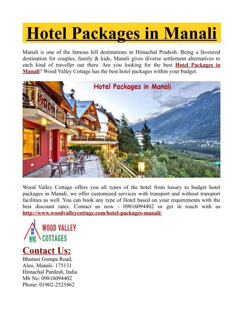 Hotel Packages In Manali
