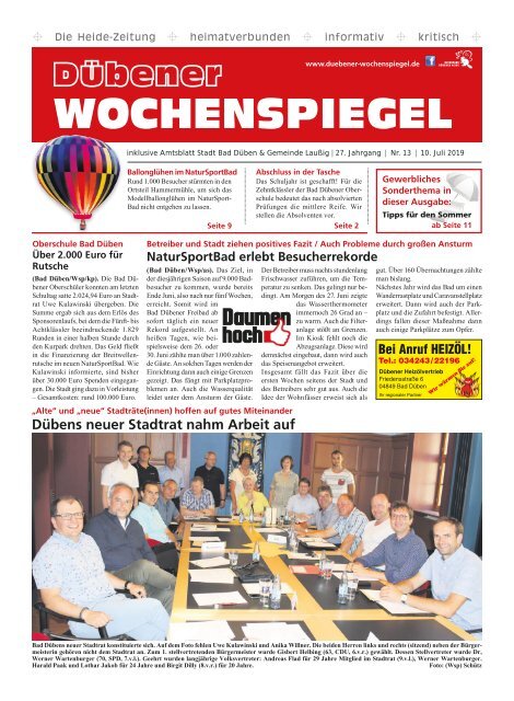 Dübener Wochenspiegel - Ausgabe 13 - Jahrgang 2019