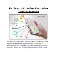 Call Sumo – A Low-Cost Conversion Tracking Software