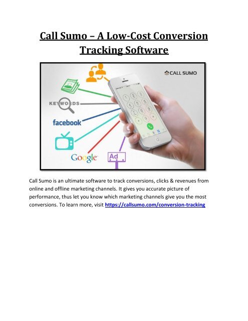 Call Sumo – A Low-Cost Conversion Tracking Software