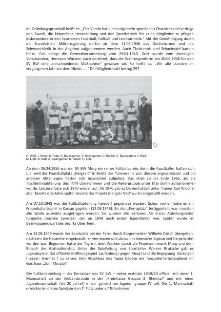 Die Geschichte des Sportvereins Blau-Weiss Murg e.V.