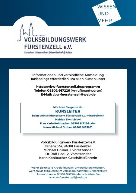 Volksbildungswerk Fürstenzell e.V. - Aktuelles Programm